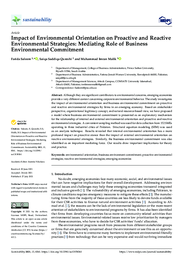 (PDF) Impact of Environmental Orientation on Proactive and Reactive ...