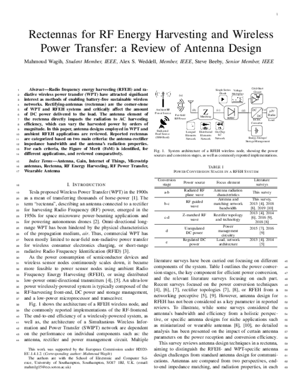 (PDF) Rectennas for Radio-Frequency Energy Harvesting and Wireless ...