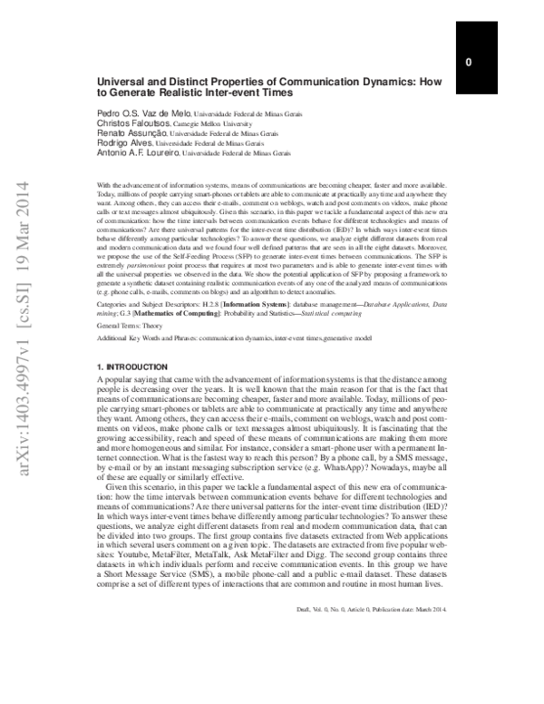 (PDF) Universal and Distinct Properties of Communication Dynamics