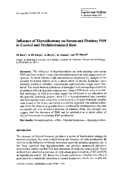 (PDF) Influence of thyroidectomy on serum and pituitary FSH in control ...