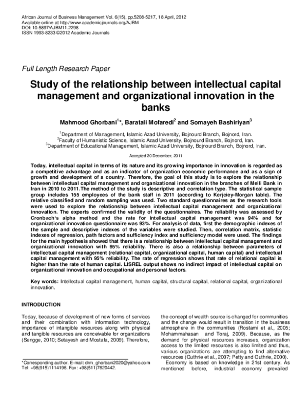 (PDF) Study of the relationship between intellectual capital management ...