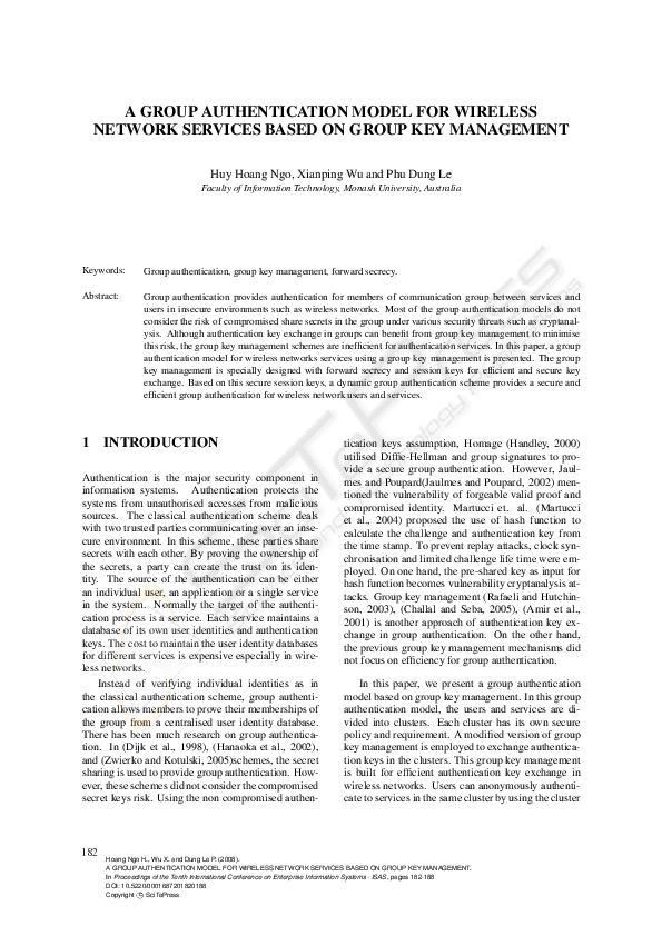 (PDF) A Group Authentication Model for Wireless Network Services Based ...