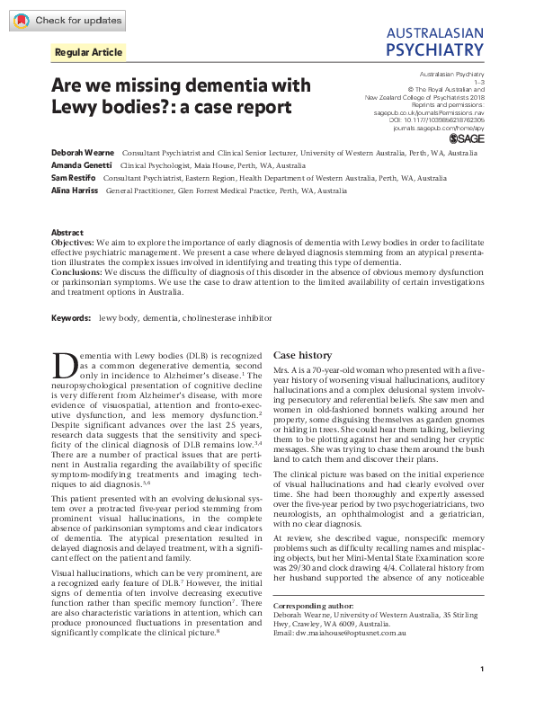 (PDF) Are we missing dementia with Lewy bodies?: a case report