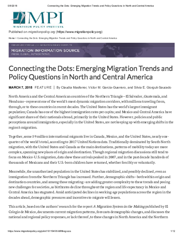 (PDF) Connecting the Dots: Emerging Migration Trends and Policy ...