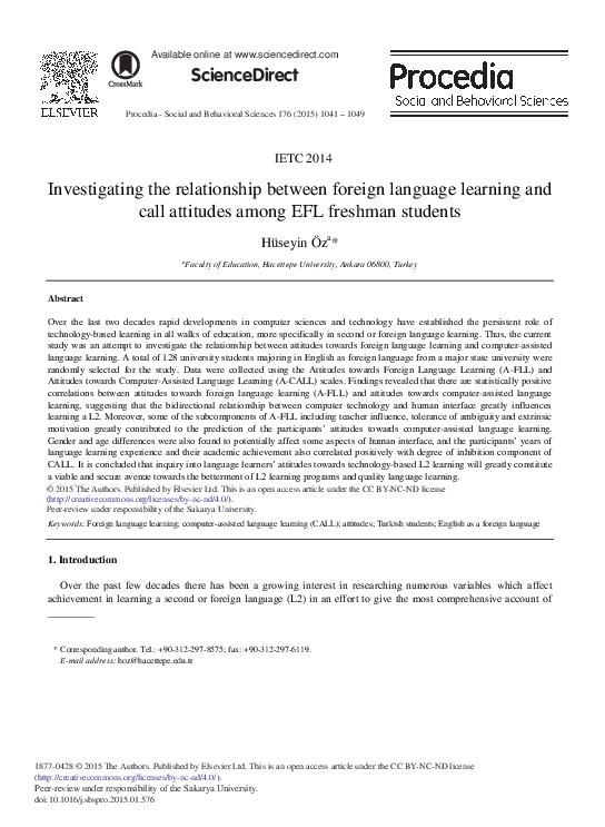 (PDF) Investigating the Relationship between Foreign Language Learning ...