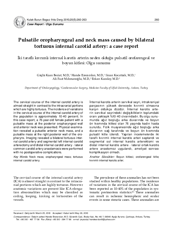 (PDF) Pulsatile oropharyngeal and neck mass caused by bilateral ...