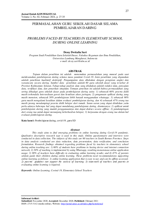 (PDF) Problems Faced by Teachers in Elementary School During Online ...