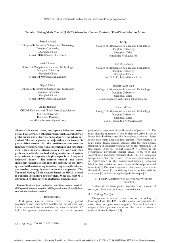 (PDF) Terminal Sliding Mode Control (TSMC) Scheme for Current Control ...