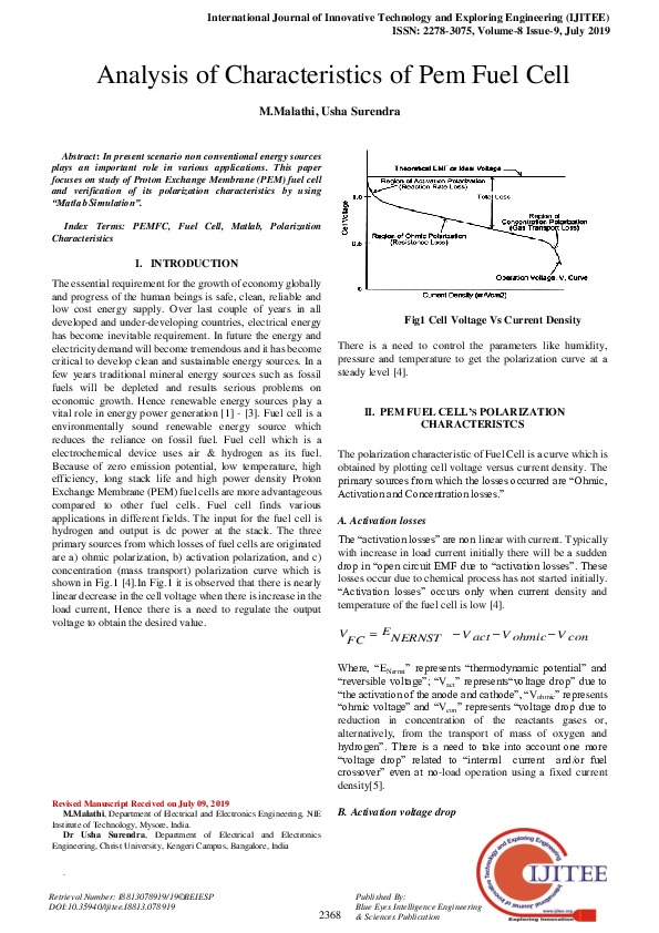 (PDF) Analysis of Characteristics of Pem Fuel Cell