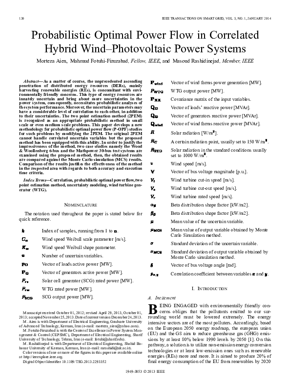 (PDF) Probabilistic Optimal Power Flow in Correlated Hybrid Wind ...
