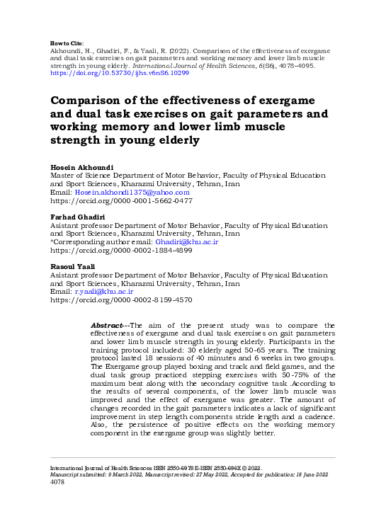 (PDF) Comparison of the effectiveness of exergame and dual task ...