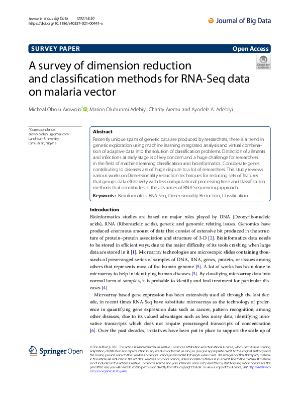 (PDF) A survey of dimension reduction and classification methods for ...