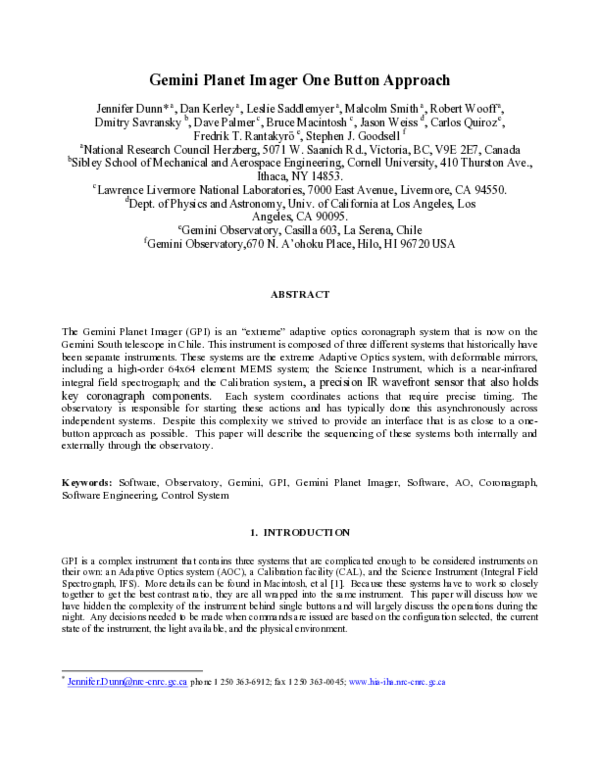 (PDF) Gemini planet imager one button approach | CARLOS MANUEL ...