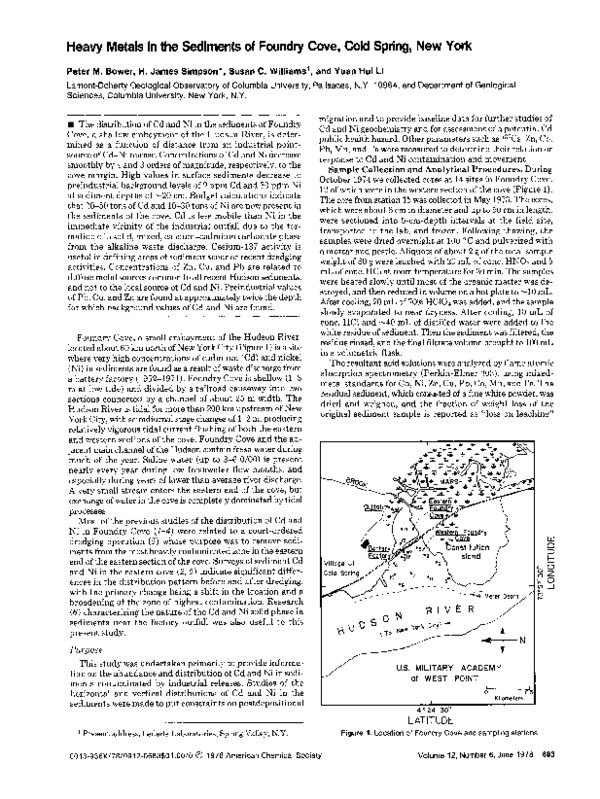 (PDF) Heavy metals in the sediments of Foundry Cove, Cold Spring, New York