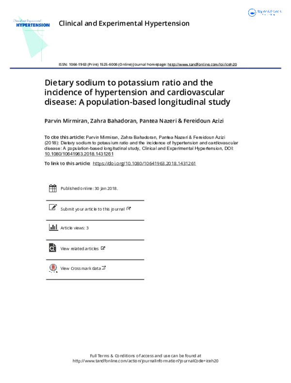 (PDF) Dietary sodium to potassium ratio and the incidence of ...