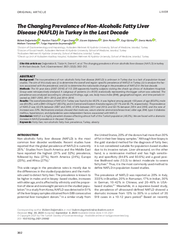 (PDF) The Changing Prevalence of Non-Alcoholic Fatty Liver Disease ...