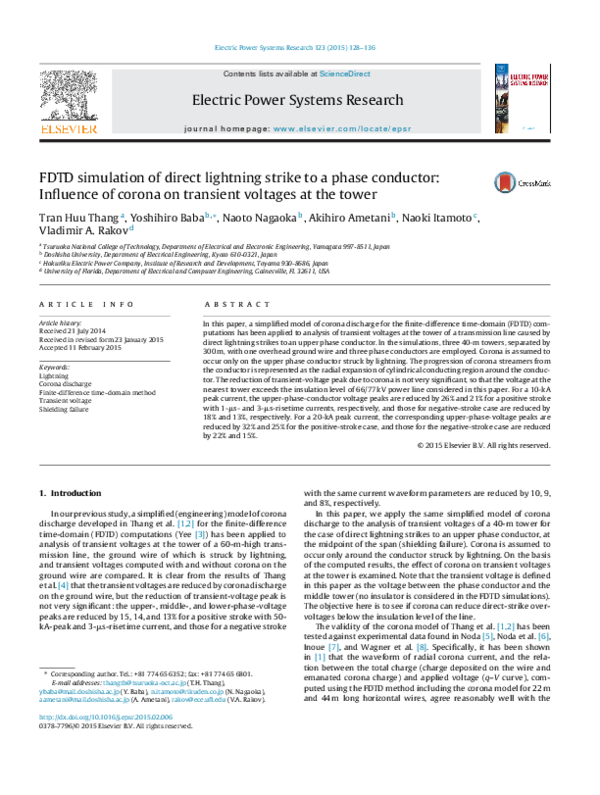 (PDF) FDTD simulation of direct lightning strike to a phase conductor ...