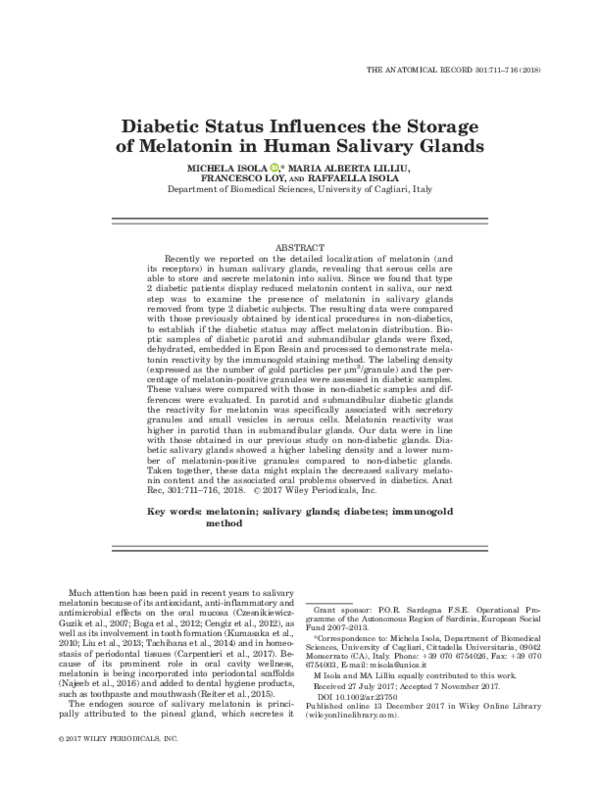 (PDF) Diabetic Status Influences the Storage of Melatonin in Human ...