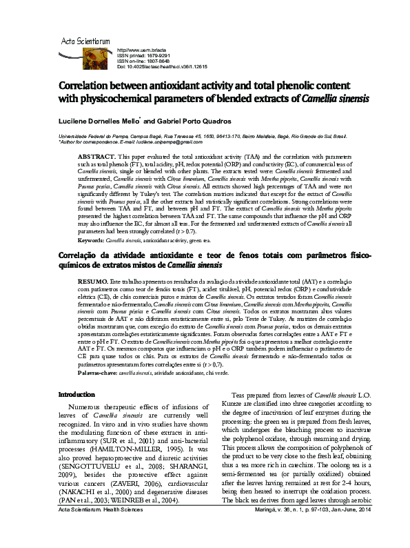 (PDF) Correlation between antioxidant activity and total phenolic ...