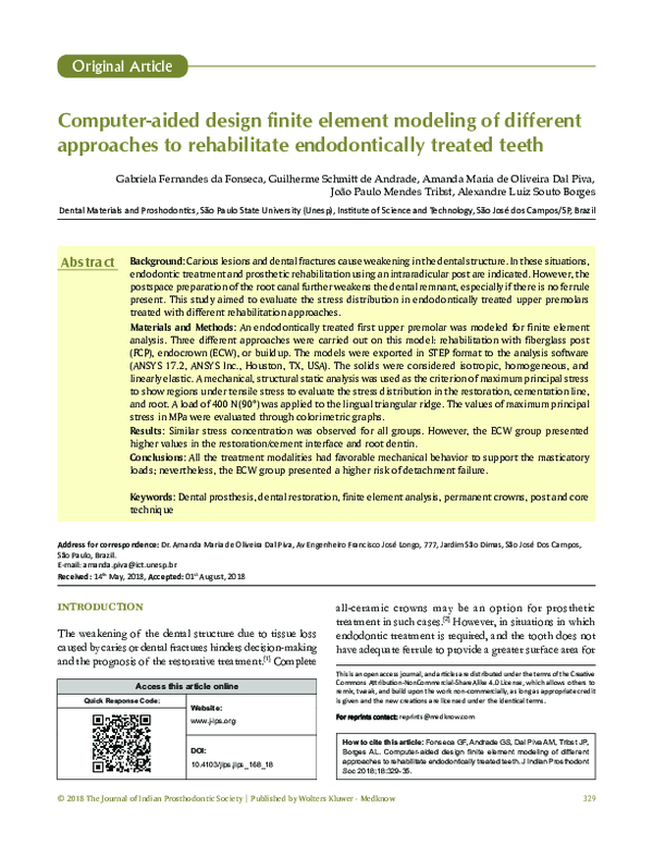 Pdf Computer Aided Design Finite Element Modeling Of Different Approaches To Rehabilitate Pdf Computer Aided Design Finite Element Modeling Of Different Approaches To Rehabilitate
