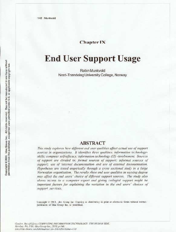 (PDF) End User Support Usage | Robin I Munkvold - Academia.edu