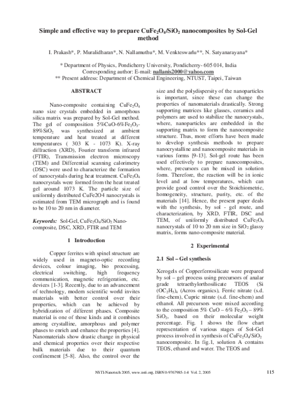 (PDF) Simple and effective way to prepare CuFe2O4/SiO2 nanocomposites ...