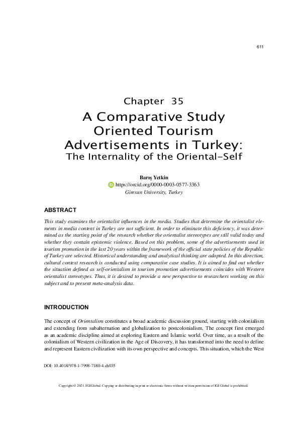 (PDF) A Comparative Study Oriented Tourism Advertisements in Turkey the ...