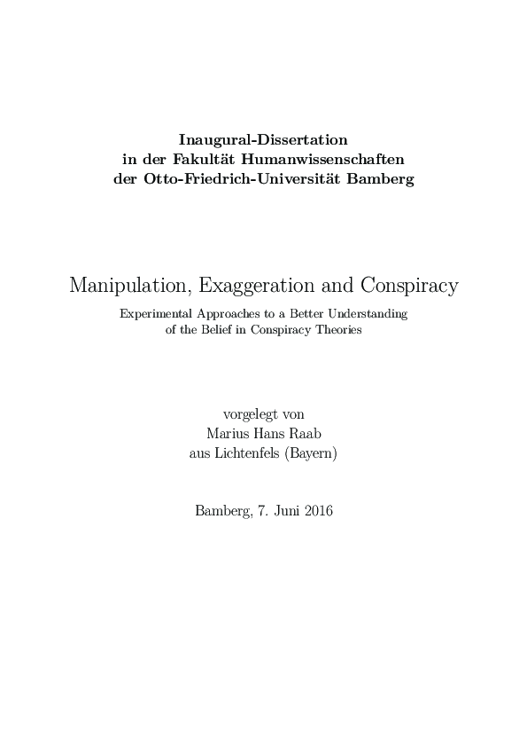 (PDF) Manipulation, Exaggeration and Conspiracy. Experimental ...