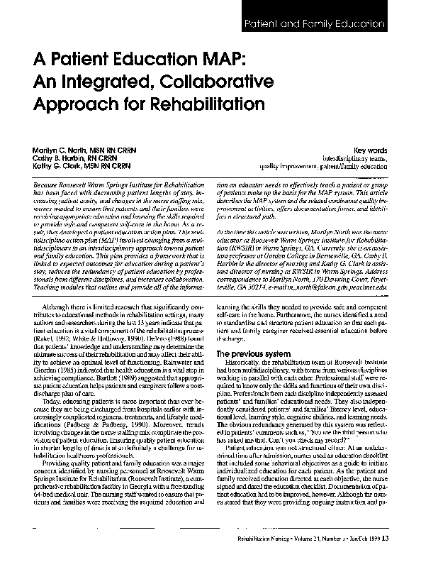 (PDF) A Patient Education MAP: An Integrated, Collaborative Approach ...
