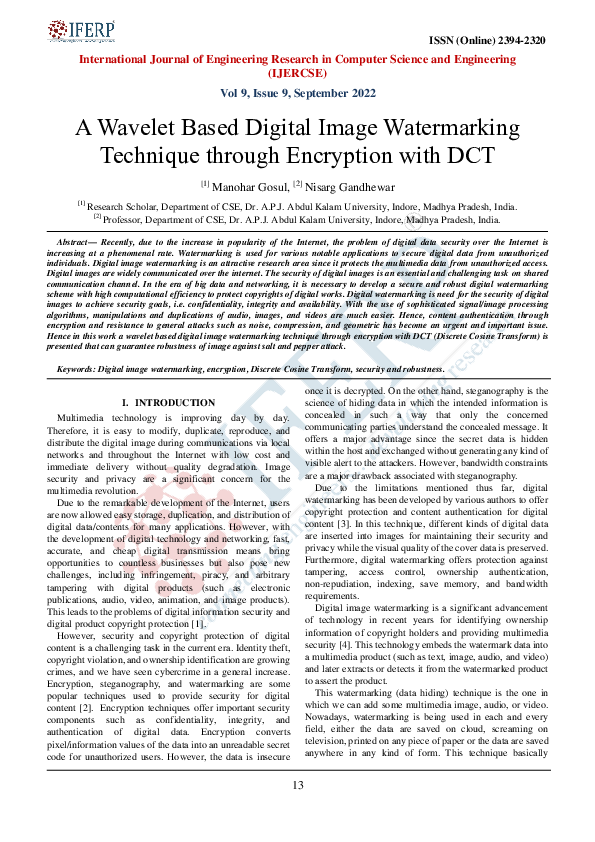 (PDF) A Wavelet Based Digital Image Watermarking Technique through ...