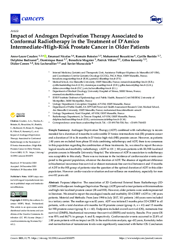 (PDF) Impact of Androgen Deprivation Therapy Associated to Conformal ...
