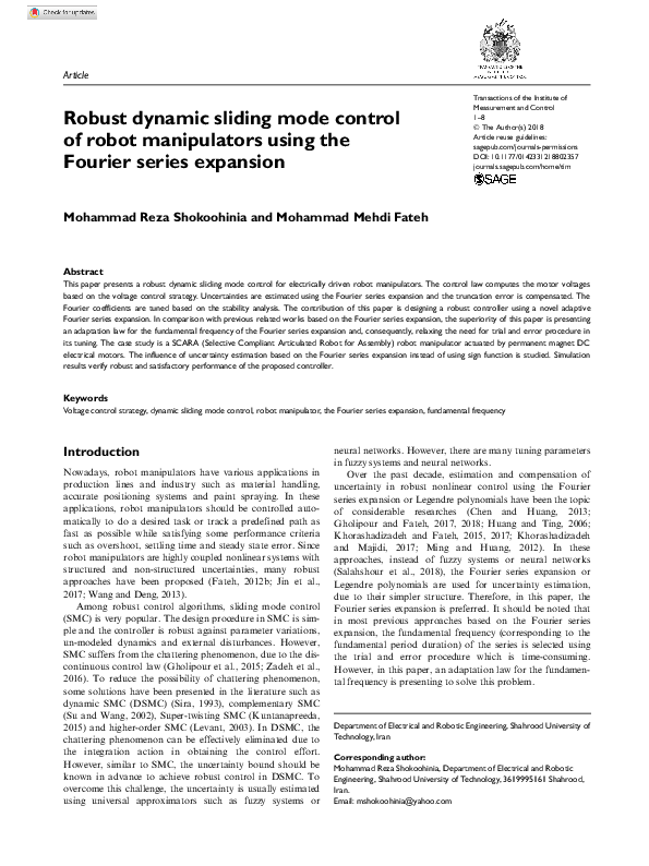 (PDF) Robust dynamic sliding mode control of robot manipulators using ...