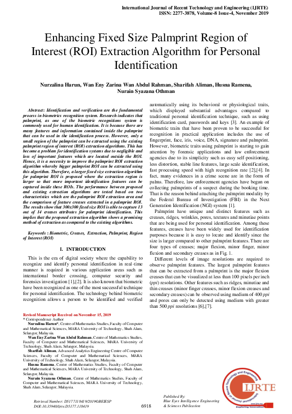 (PDF) Enhancing Fixed Size Palmprint Region of Interest (ROI ...