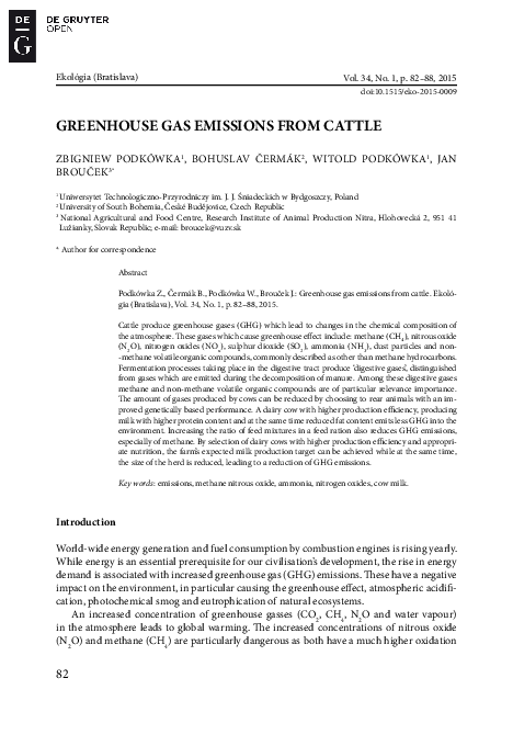 (PDF) Greenhouse Gas Emissions From Cattle
