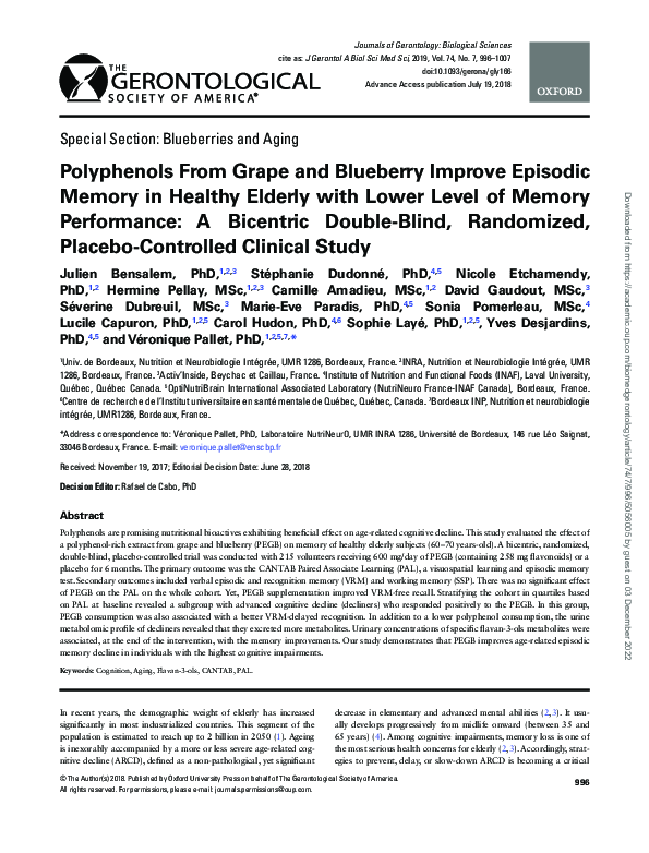 (PDF) Polyphenols From Grape and Blueberry Improve Episodic Memory in ...