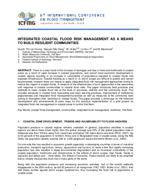 (PDF) Integrated Coastal Flood Risk Management as a Means to Build ...