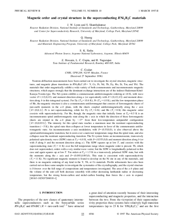 (PDF) Magnetic order and crystal structure in the ...