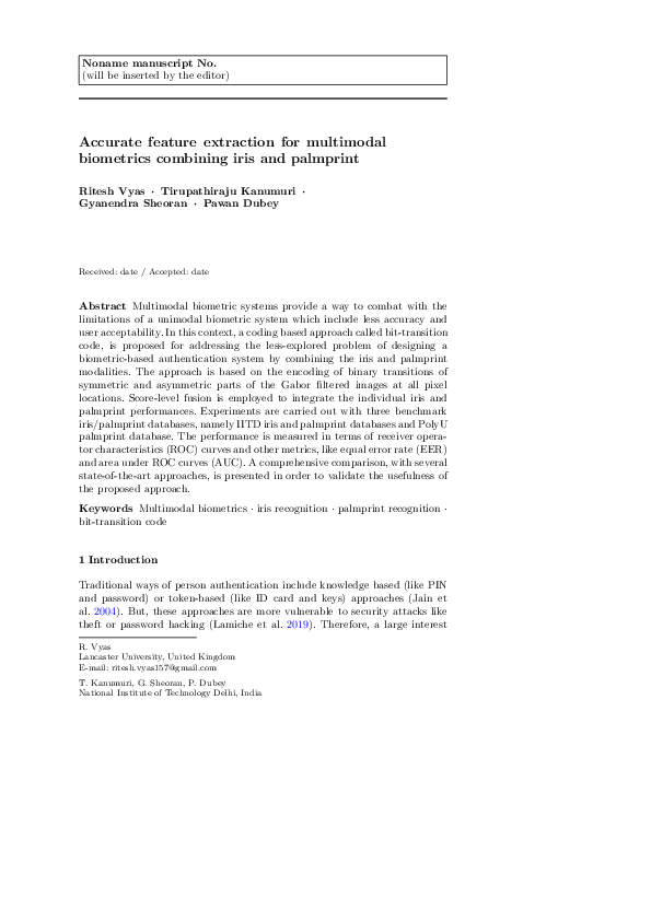 (PDF) Accurate feature extraction for multimodal biometrics combining ...