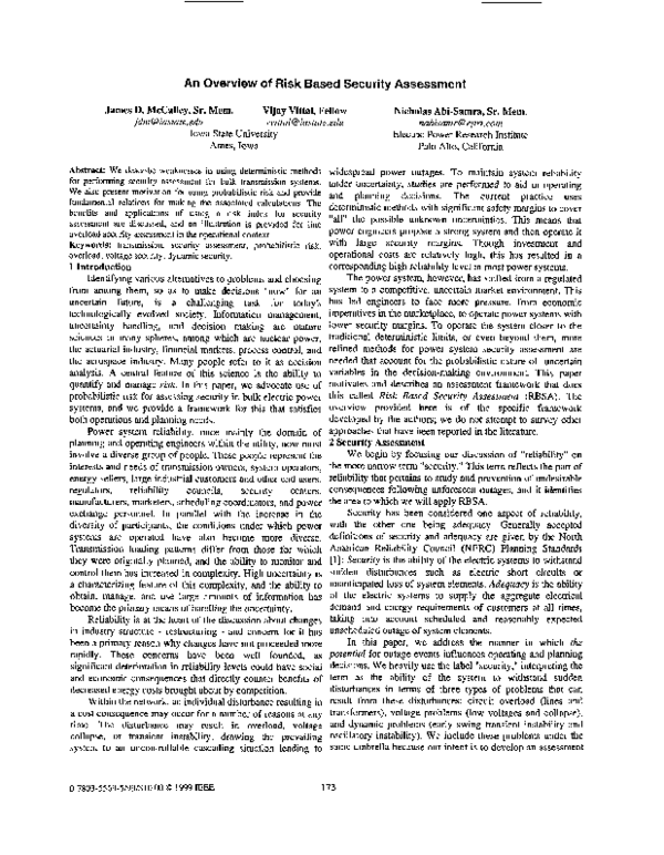 (PDF) An overview of risk based security assessment
