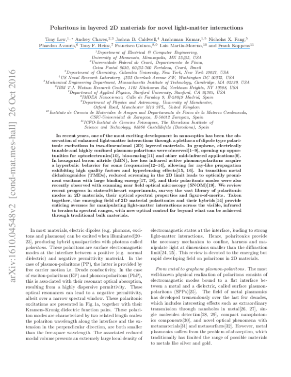 (PDF) Polaritons in layered two-dimensional materials