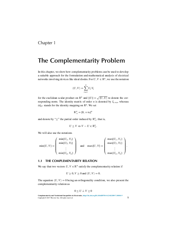 (PDF) Complementarity and Variational Inequalities in Electronics