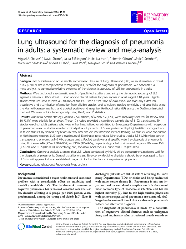 (PDF) Lung ultrasound for the diagnosis of pneumonia in adults: a ...