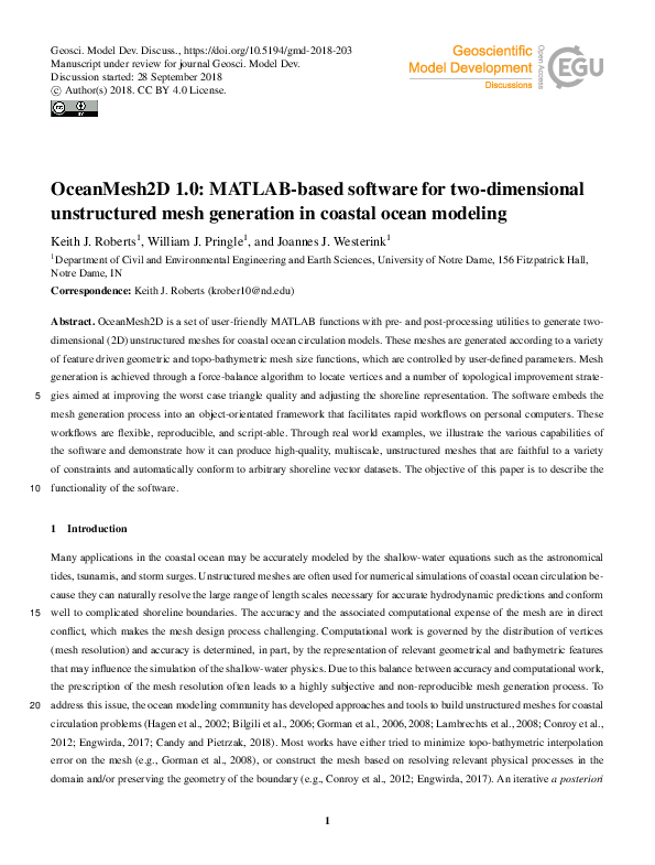 (PDF) OceanMesh2D 1.0: MATLAB-based software for two-dimensional ...
