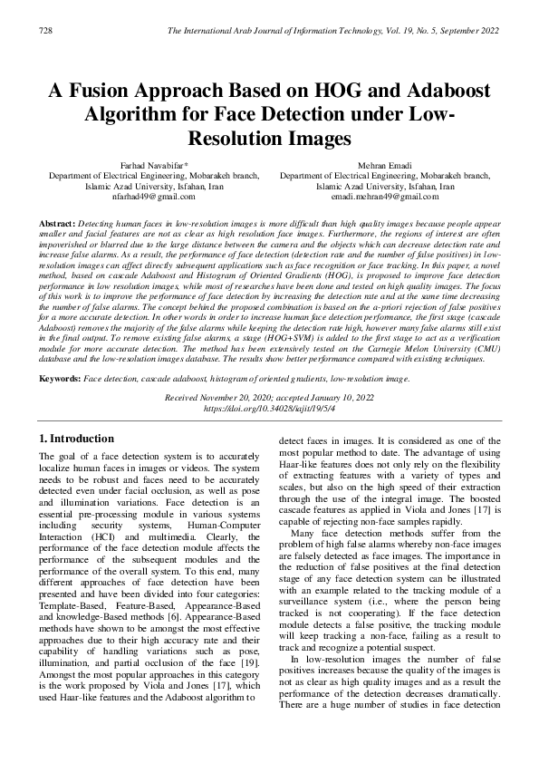 (PDF) A Fusion Approach Based on HOG and Adaboost Algorithm for Face ...