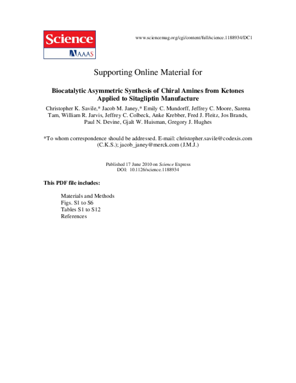(PDF) Biocatalytic Asymmetric Synthesis of Chiral Amines from Ketones ...