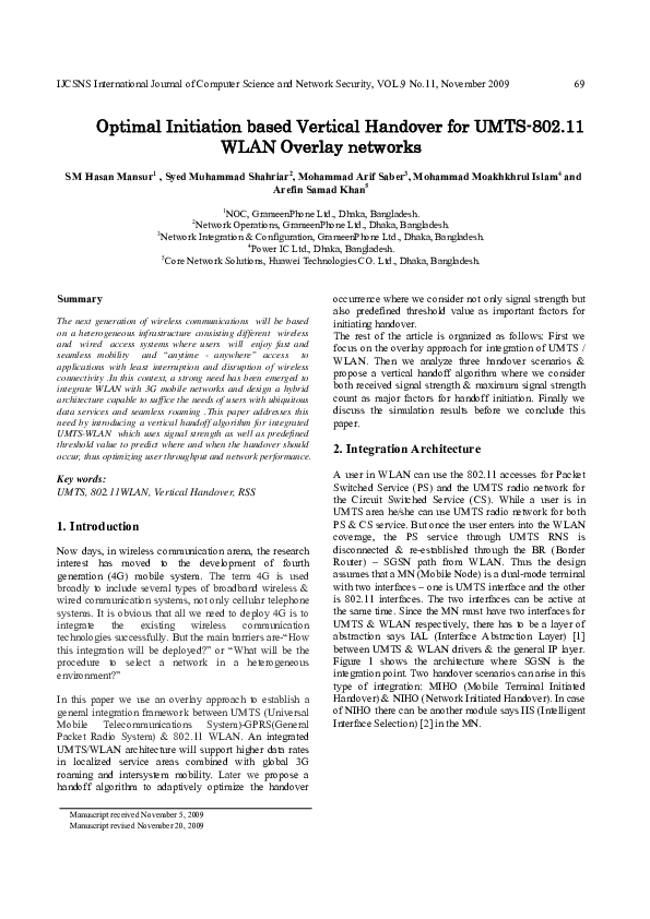 (PDF) Optimal Initiation Based Vertical Handover for UMTS-802.11 WLAN ...