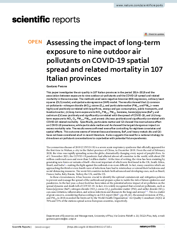 (PDF) Assessing the impact of long-term exposure to nine outdoor air ...
