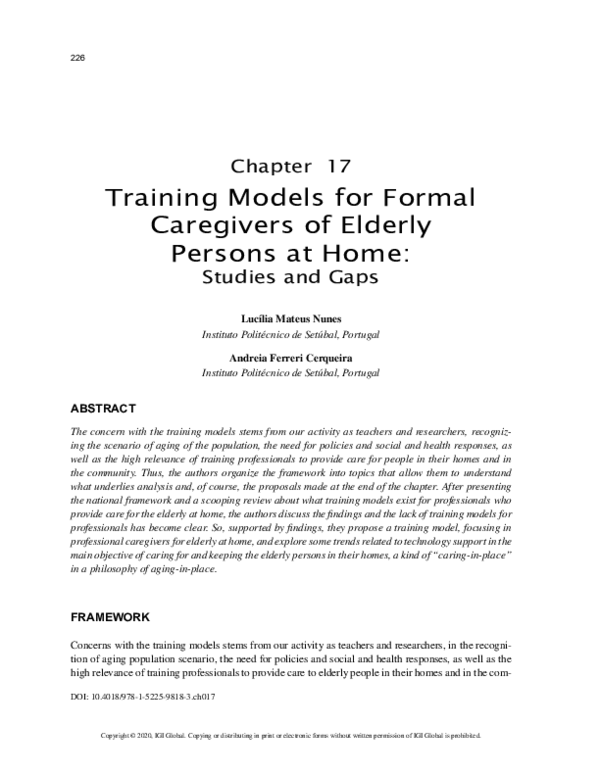 (PDF) Training Models for Formal Caregivers of Elderly Persons at Home ...