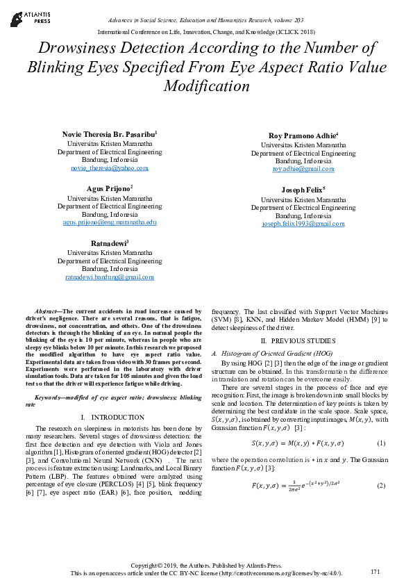 (PDF) Drowsiness Detection According to the Number of Blinking Eyes ...