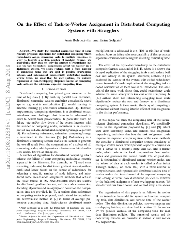 (PDF) On the Effect of Task-to-Worker Assignment in Distributed ...